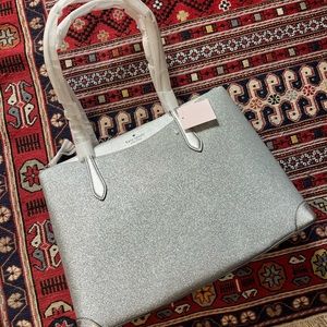 NWT Kate Spade silver glitter purse/tote bag